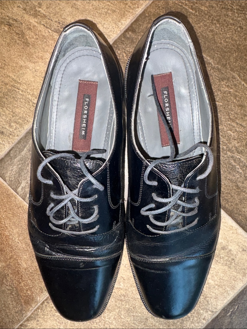 Florsheim Black Cap-Toe Leather Oxfords